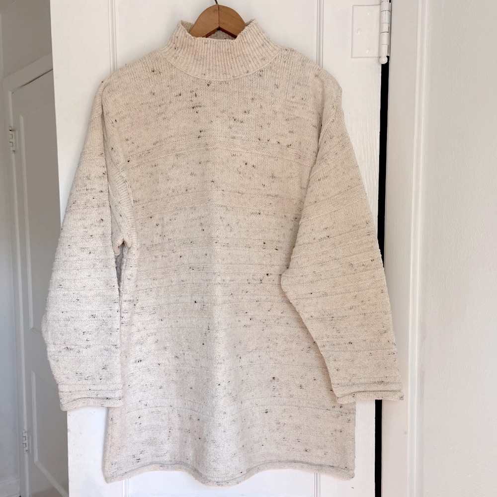 Liz Claiborne Vintage cotton cable knit fisherman’s sweater neutral over-size
